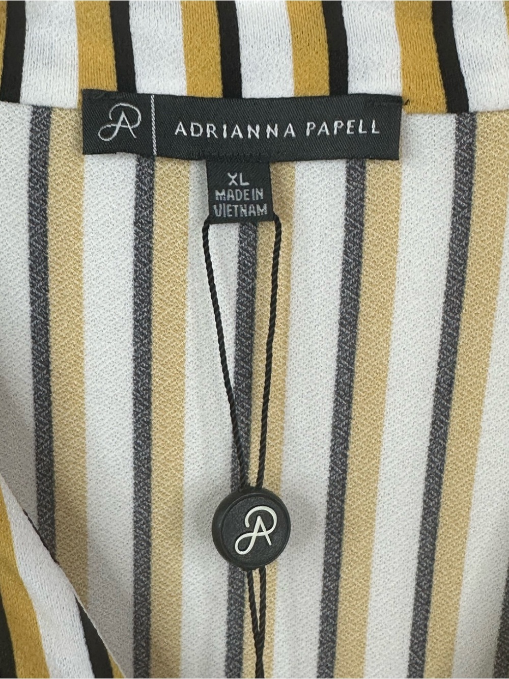 Adrianna Papell Yellow, White & Black Stripe Surplice Blouse, XL, NWT - Picture 2 of 6